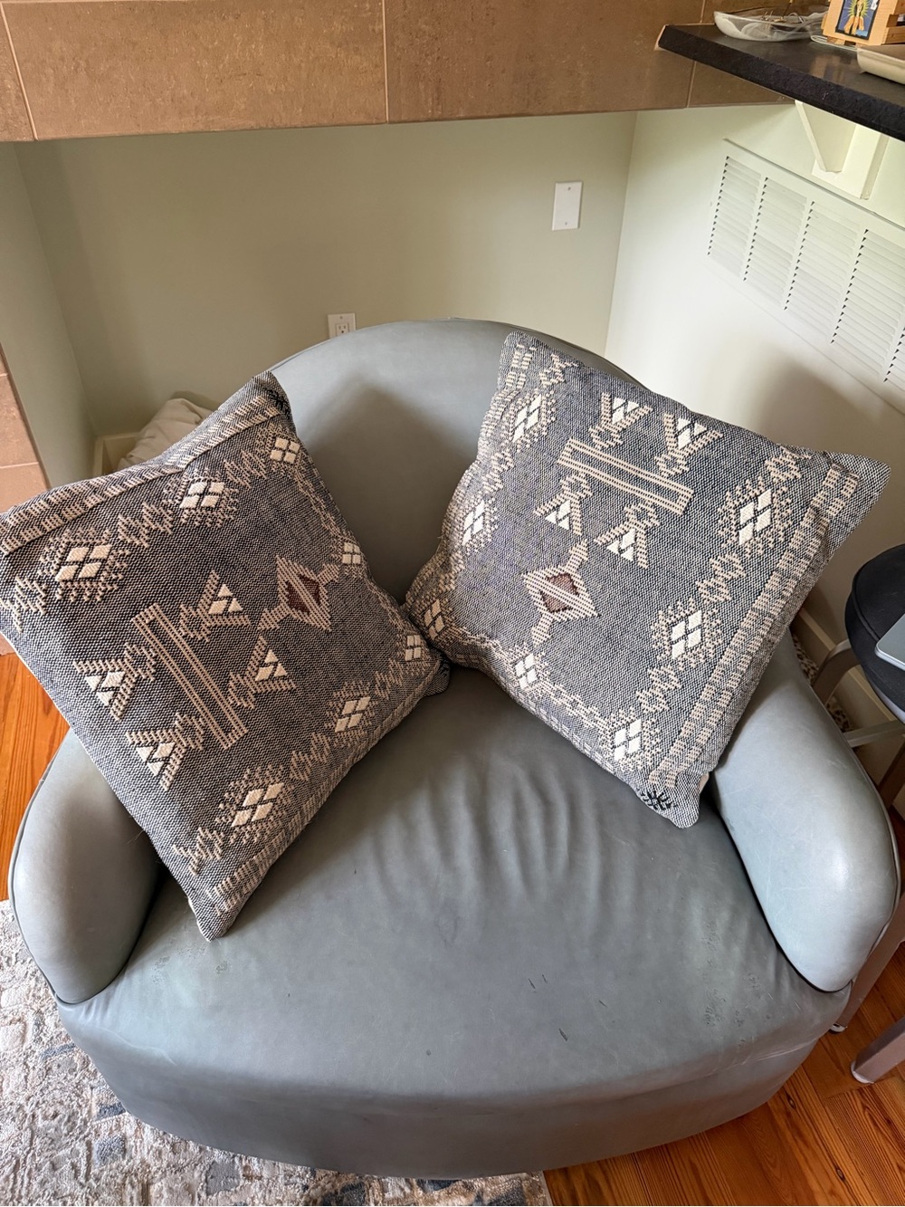 Gray navy blue Aztec Pattern Throw Pillows - Set of 2